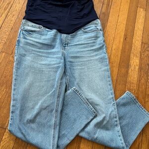 Women's PinkBlush Vintage Wash Straight Leg Full Panel Maternity Jeans Sz 31